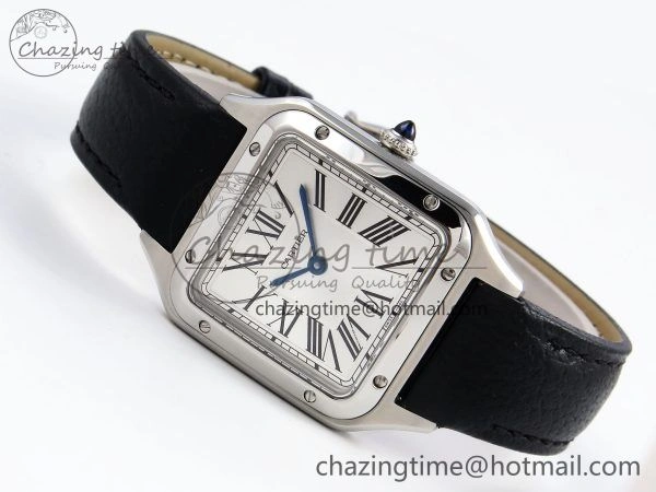 Santos Dumont 27.5mm SS AF 1:1 Best Edition Silver Dial on Black Leather Strap A Trendsetting 5931