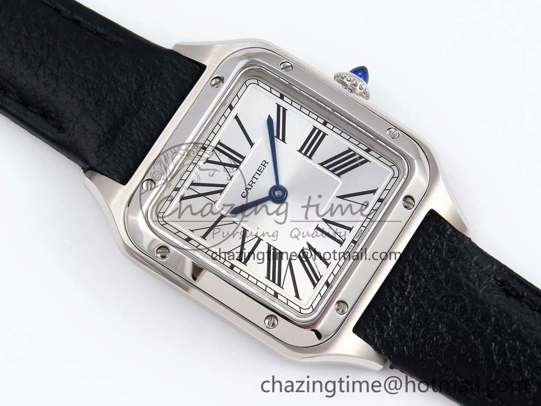 Santos Dumont 27.5mm SS AF 1:1 Best Edition Silver Dial on Black Leather Strap A Trendsetting 5931