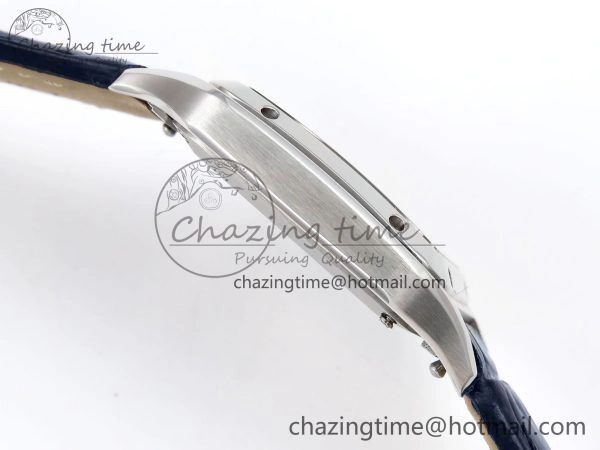 Santos Dumont 27.5mm SS AF 1:1 Best Edition Silver Dial on Blue Croco Strap A Flexible 5934