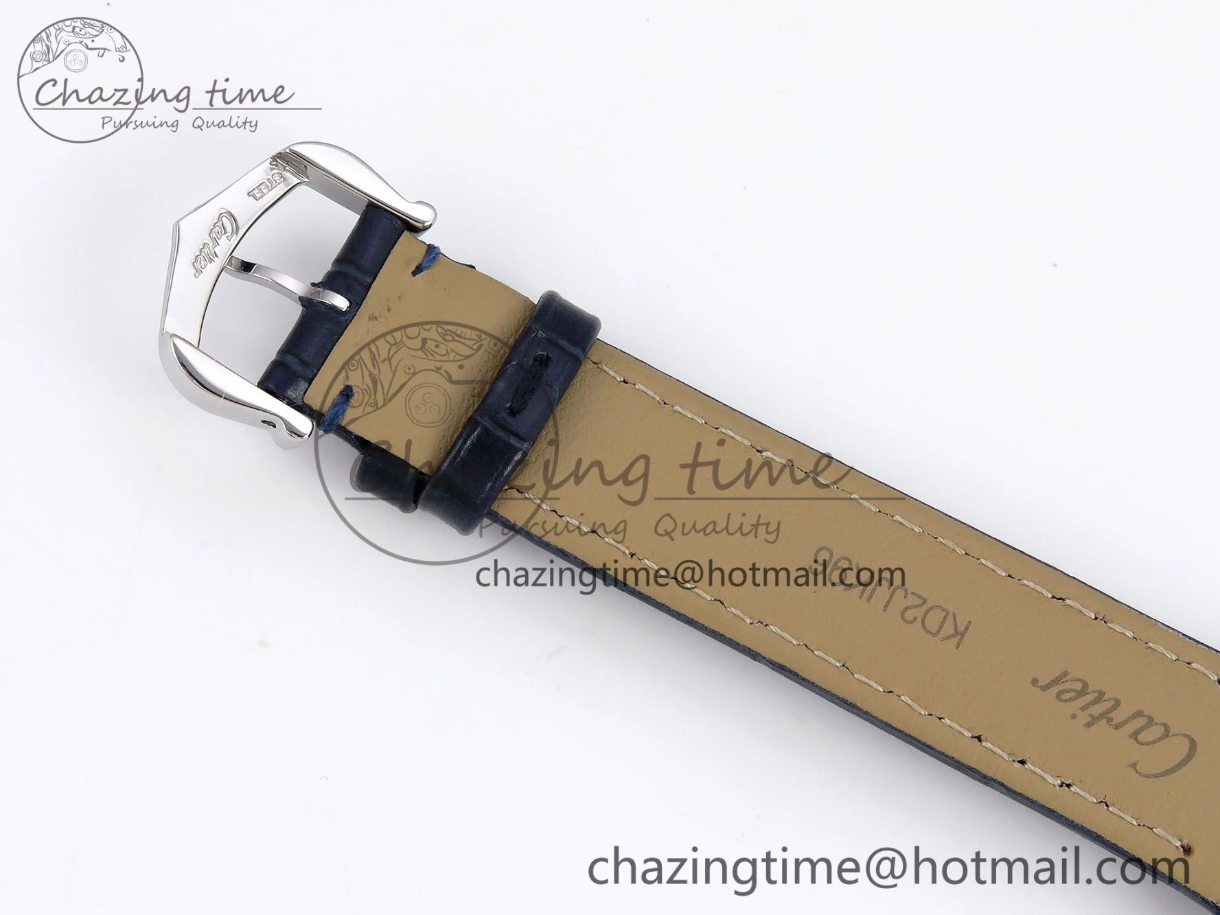 Santos Dumont 27.5mm SS AF 1:1 Best Edition Silver Dial on Blue Croco Strap A Flexible 5934
