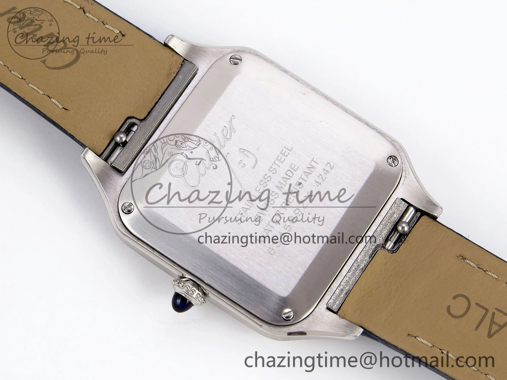Santos Dumont 27.5mm SS AF 1:1 Best Edition Silver Dial on Blue Croco Strap A Flexible 5934