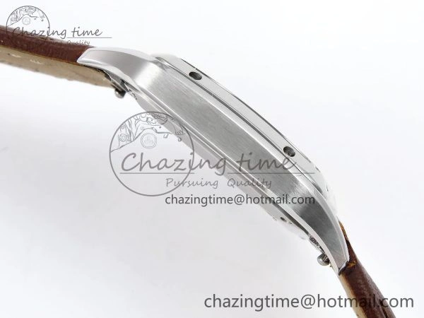 Santos Dumont 27.5mm SS AF 1:1 Best Edition Silver Dial on Brown Leather Strap A Chic 5938