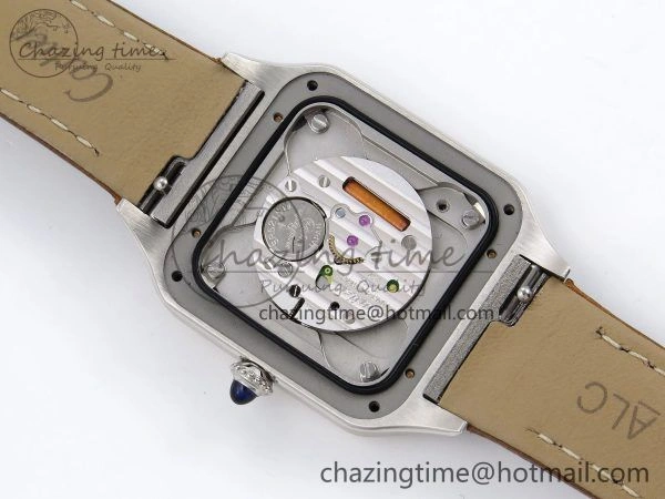 Santos Dumont 27.5mm SS AF 1:1 Best Edition Silver Dial on Brown Leather Strap A Chic 5938