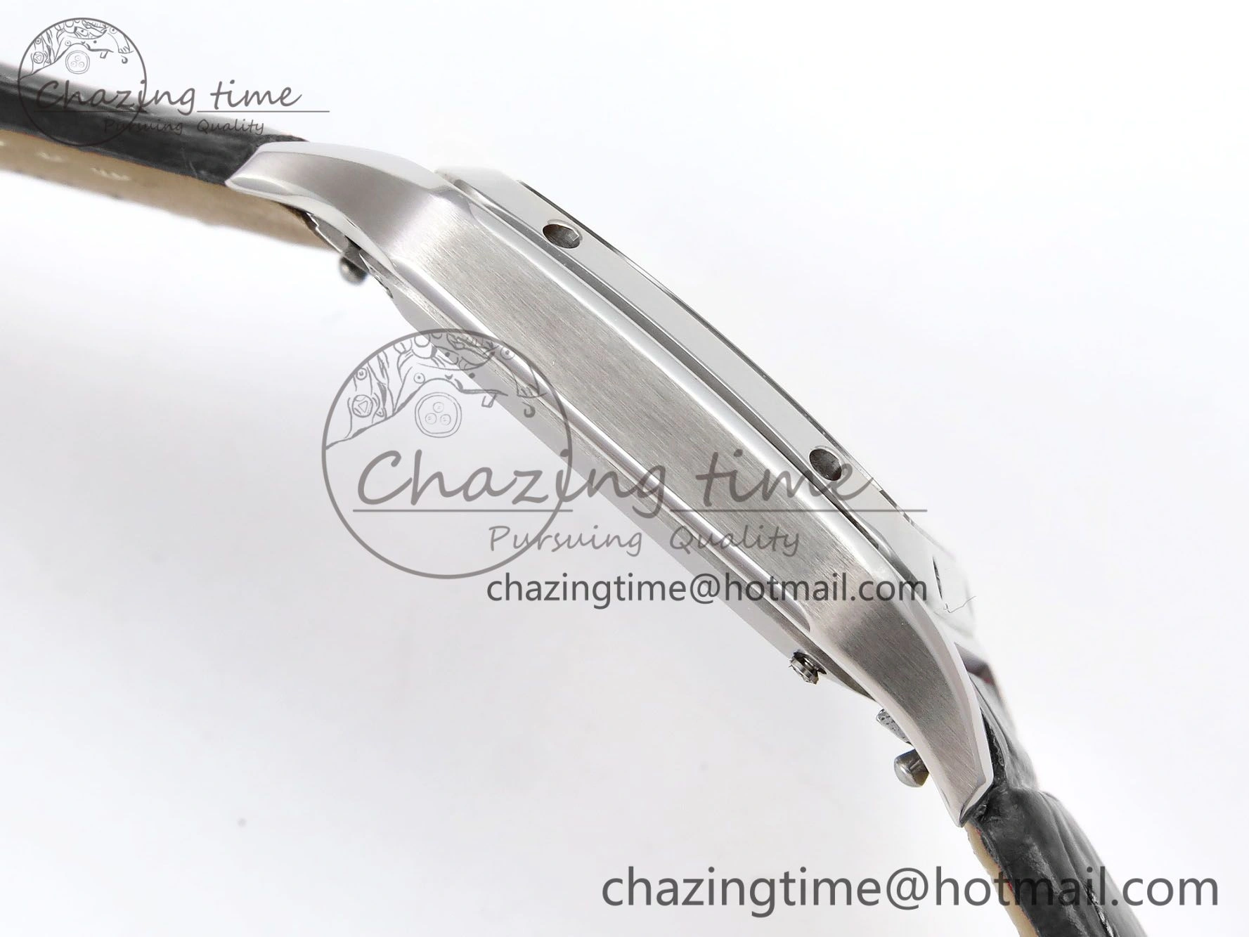 FreshLook Santos Dumont 27.5mm SS AF 1:1 Best Edition Silver Dial on Gray Croco Strap A 5933