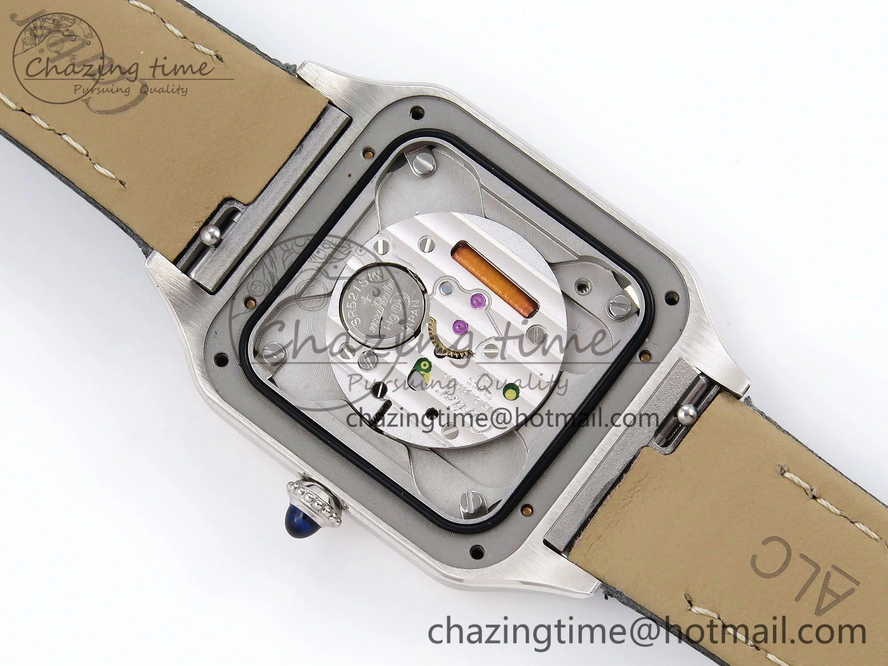 FreshLook Santos Dumont 27.5mm SS AF 1:1 Best Edition Silver Dial on Gray Croco Strap A 5933