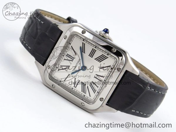 FreshLook Santos Dumont 27.5mm SS AF 1:1 Best Edition Silver Dial on Gray Croco Strap A 5933