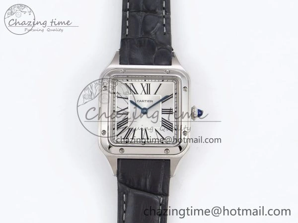 FreshLook Santos Dumont 27.5mm SS AF 1:1 Best Edition Silver Dial on Gray Croco Strap A 5933