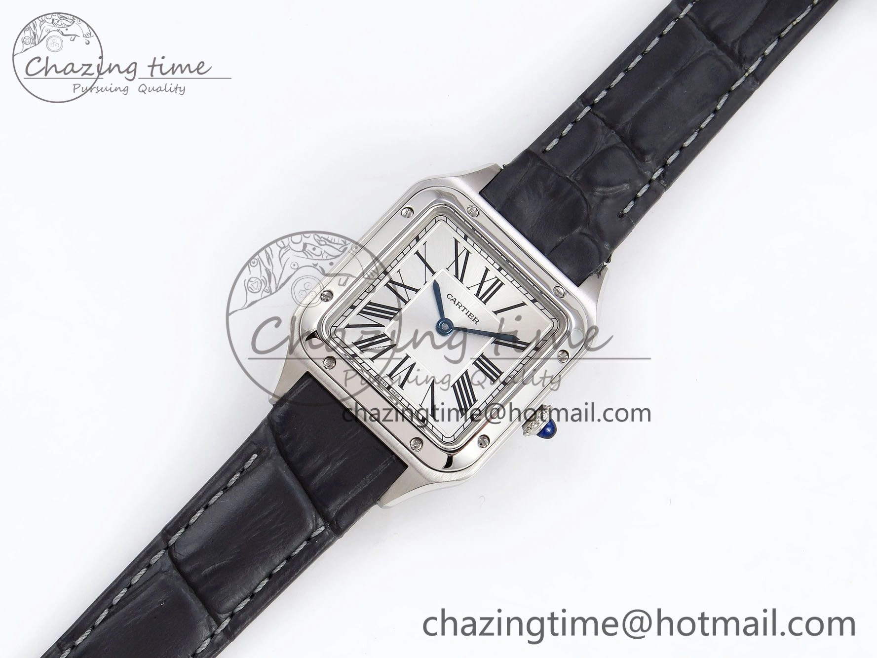 FreshLook Santos Dumont 27.5mm SS AF 1:1 Best Edition Silver Dial on Gray Croco Strap A 5933