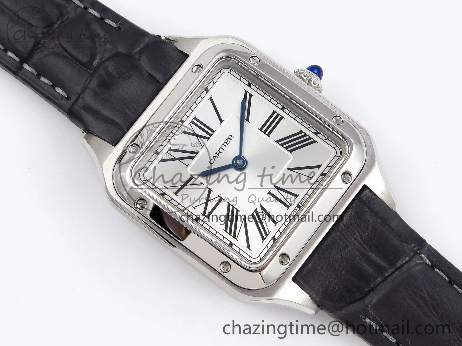FreshLook Santos Dumont 27.5mm SS AF 1:1 Best Edition Silver Dial on Gray Croco Strap A 5933