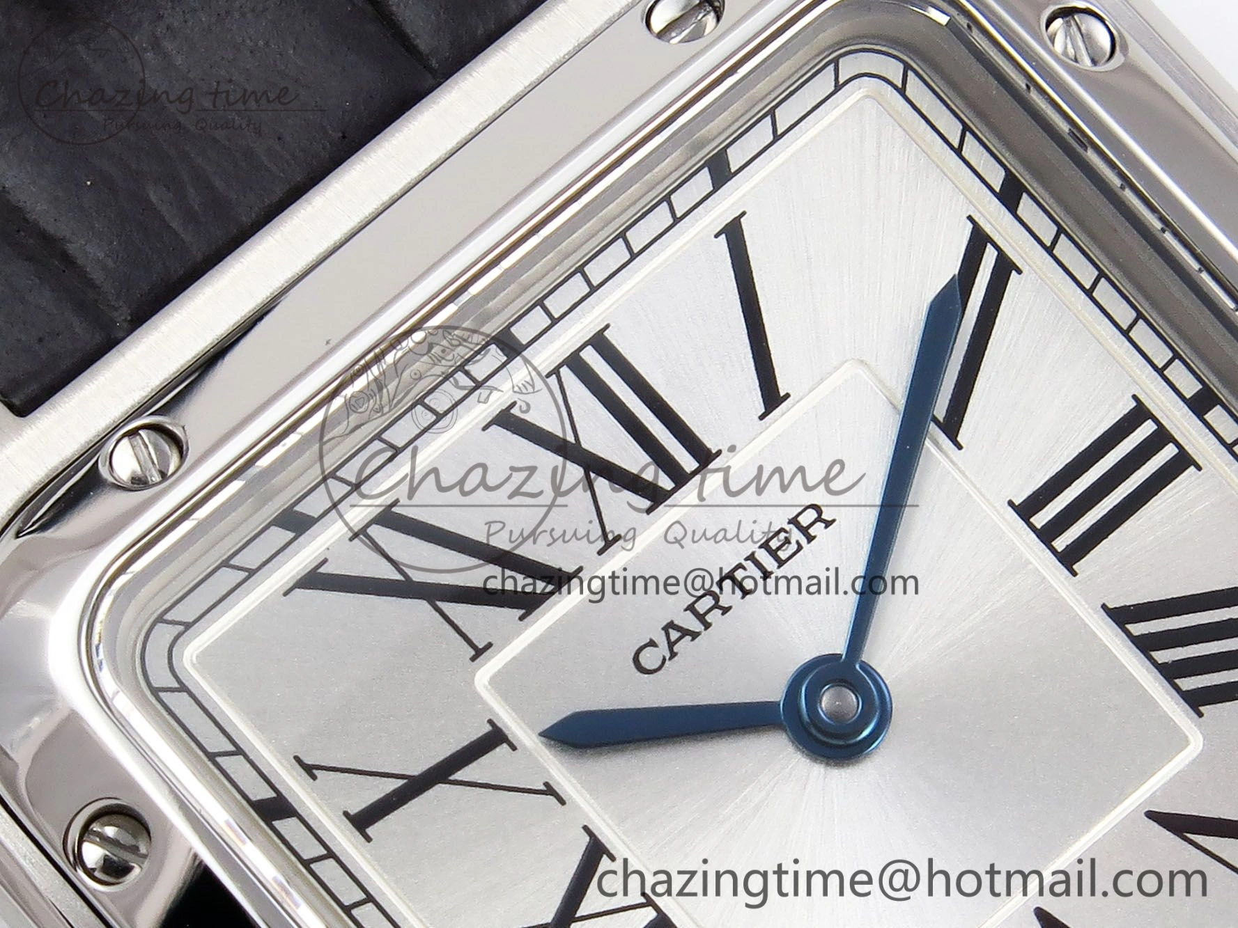 FreshLook Santos Dumont 27.5mm SS AF 1:1 Best Edition Silver Dial on Gray Croco Strap A 5933