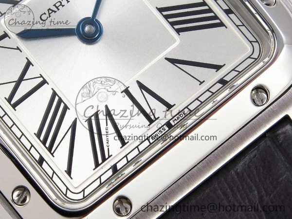 FreshLook Santos Dumont 27.5mm SS AF 1:1 Best Edition Silver Dial on Gray Croco Strap A 5933