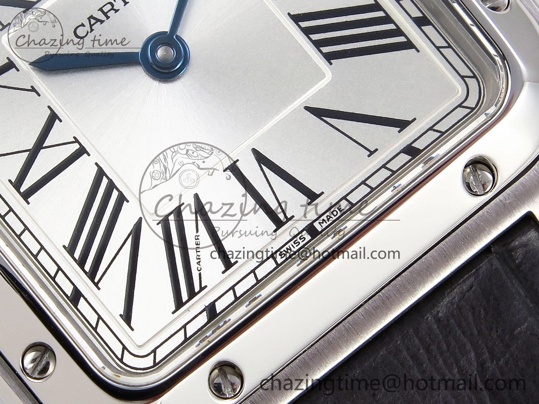 FreshLook Santos Dumont 27.5mm SS AF 1:1 Best Edition Silver Dial on Gray Croco Strap A 5933