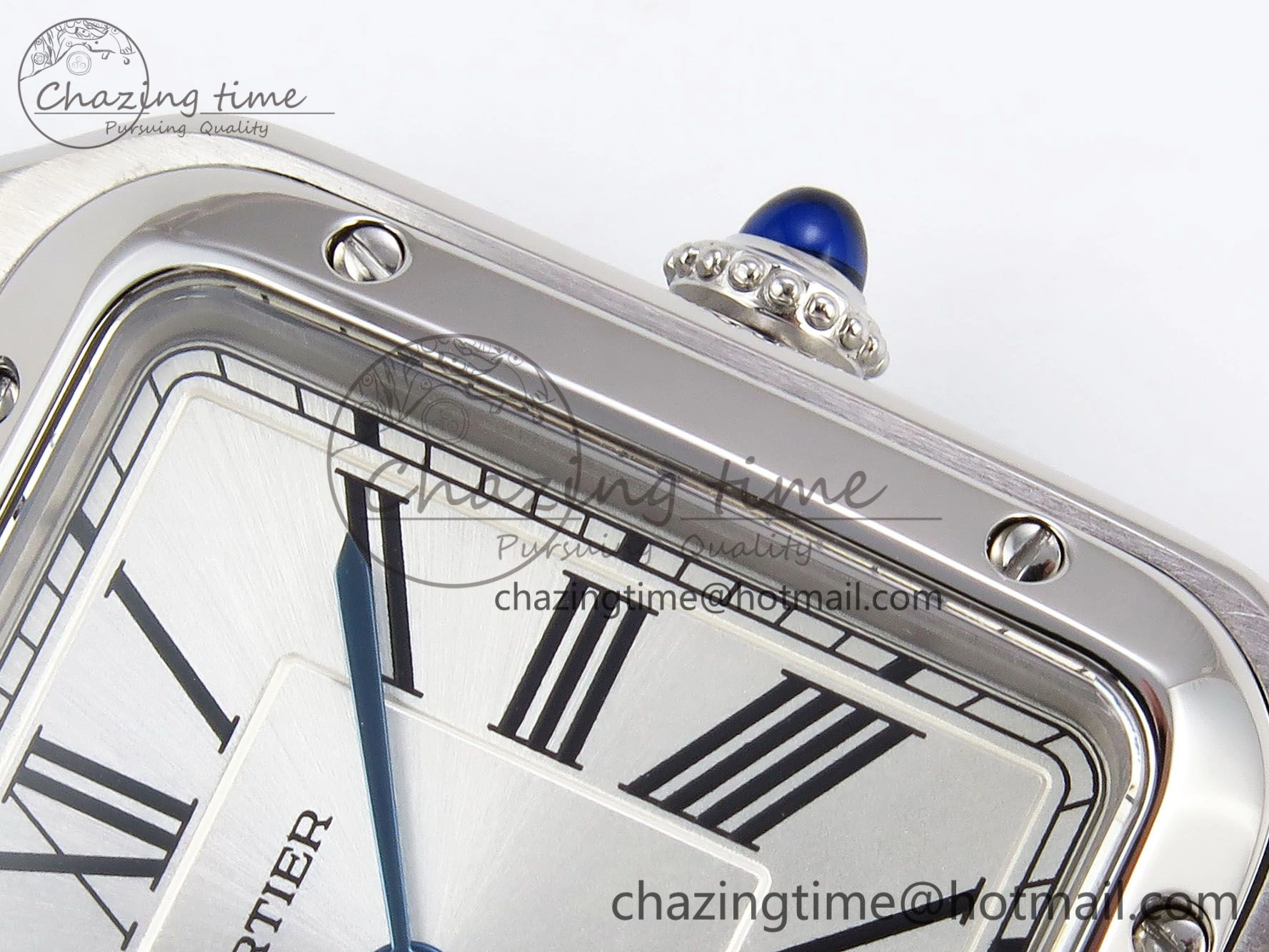 FreshLook Santos Dumont 27.5mm SS AF 1:1 Best Edition Silver Dial on Gray Croco Strap A 5933