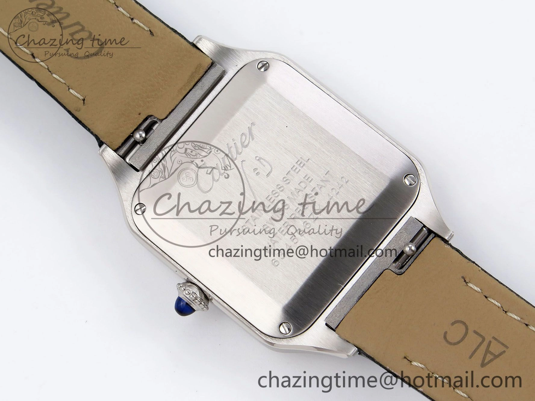 FreshLook Santos Dumont 27.5mm SS AF 1:1 Best Edition Silver Dial on Gray Croco Strap A 5933