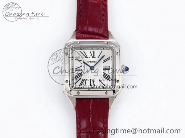Supportive Santos Dumont 27.5mm SS AF 1:1 Best Edition Silver Dial on Red Croco Strap A 5937