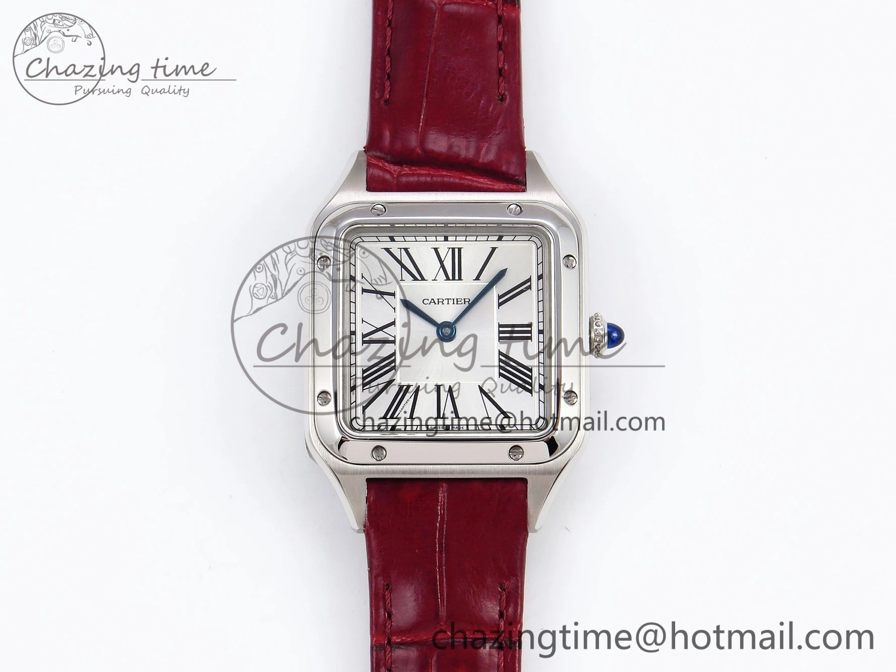 Supportive Santos Dumont 27.5mm SS AF 1:1 Best Edition Silver Dial on Red Croco Strap A 5937