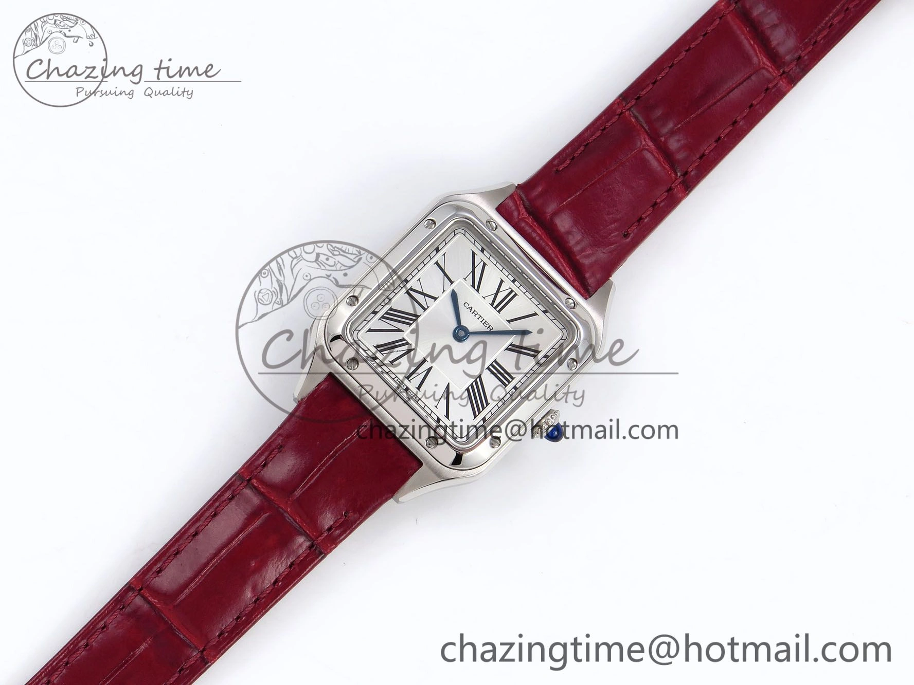 Supportive Santos Dumont 27.5mm SS AF 1:1 Best Edition Silver Dial on Red Croco Strap A 5937