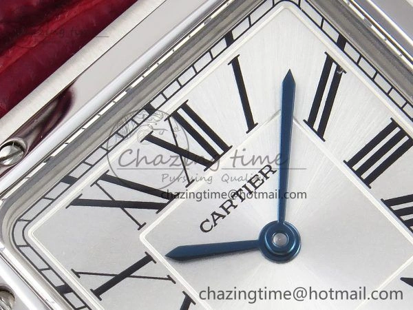 Supportive Santos Dumont 27.5mm SS AF 1:1 Best Edition Silver Dial on Red Croco Strap A 5937