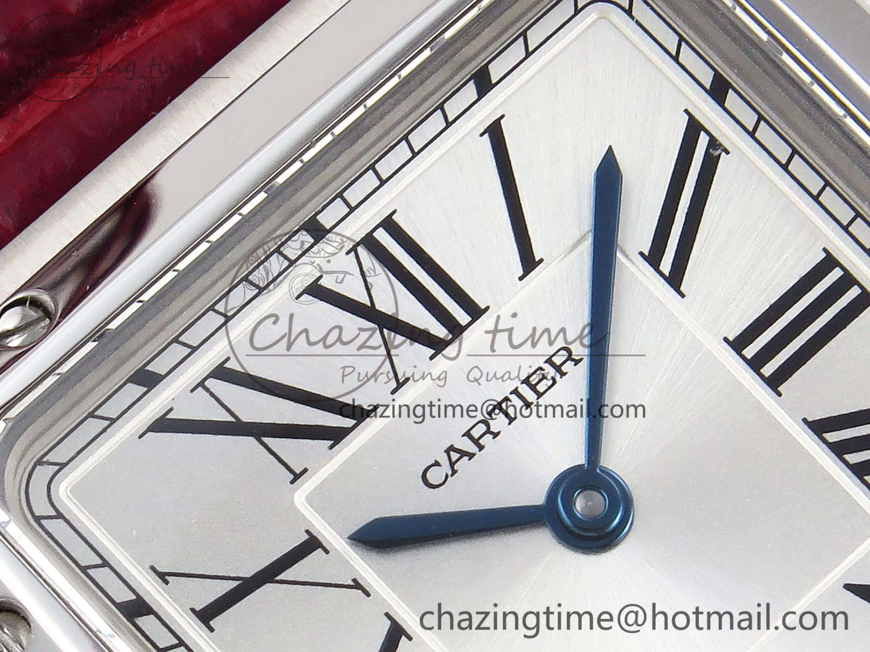 Supportive Santos Dumont 27.5mm SS AF 1:1 Best Edition Silver Dial on Red Croco Strap A 5937