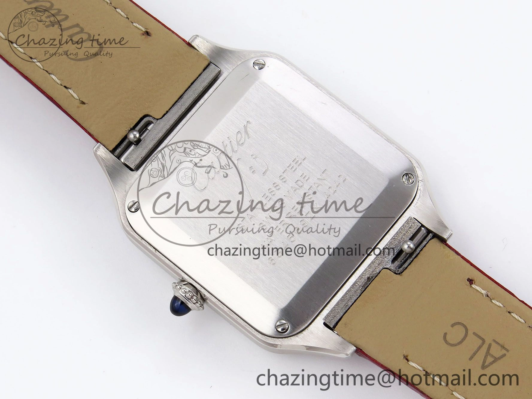 Supportive Santos Dumont 27.5mm SS AF 1:1 Best Edition Silver Dial on Red Croco Strap A 5937