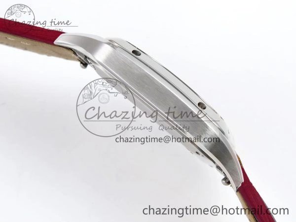 Santos Dumont 27.5mm SS AF 1:1 Best Edition Silver Dial on Red Fabric Strap A Resilient 5935
