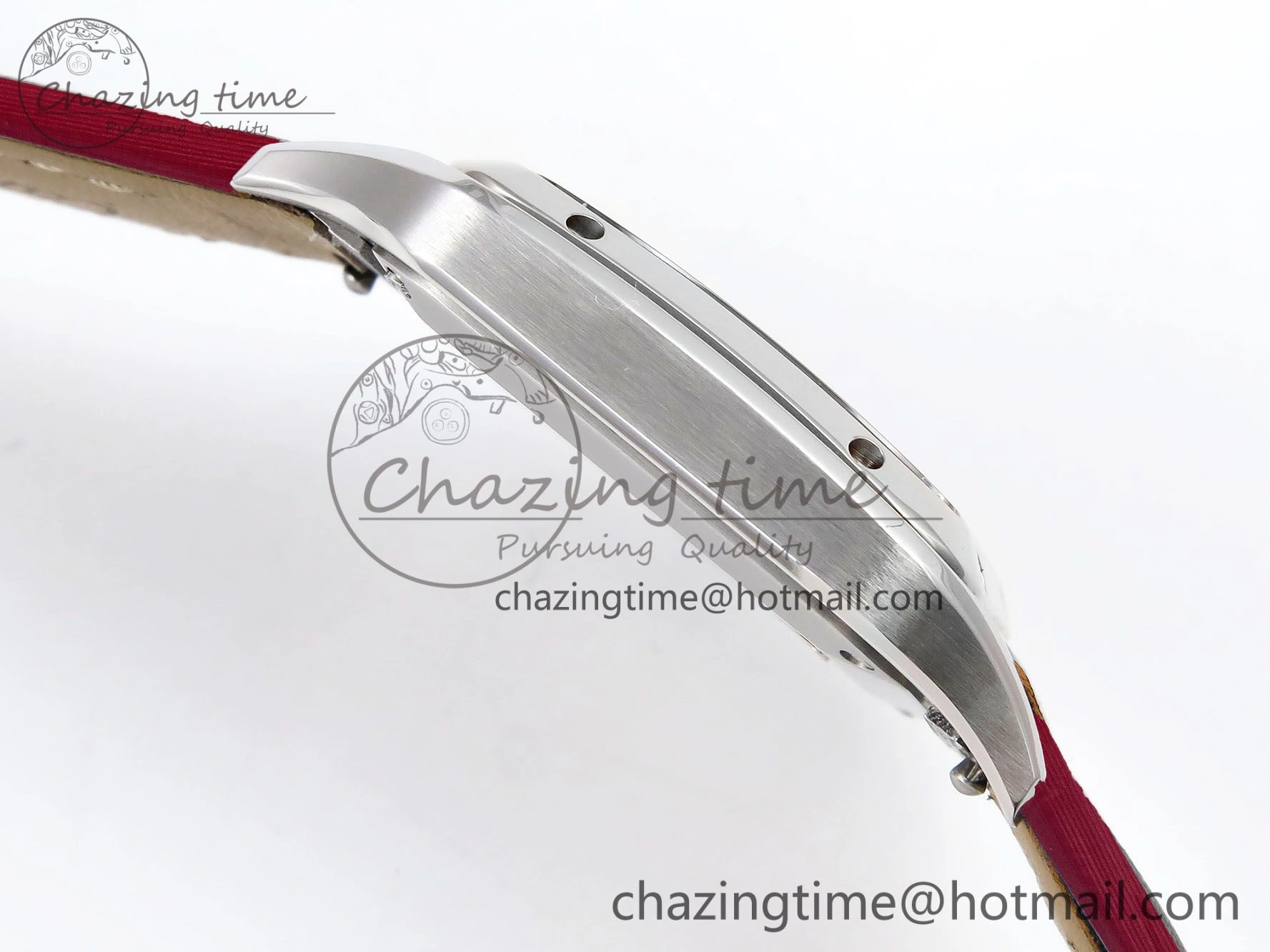 Santos Dumont 27.5mm SS AF 1:1 Best Edition Silver Dial on Red Fabric Strap A Resilient 5935