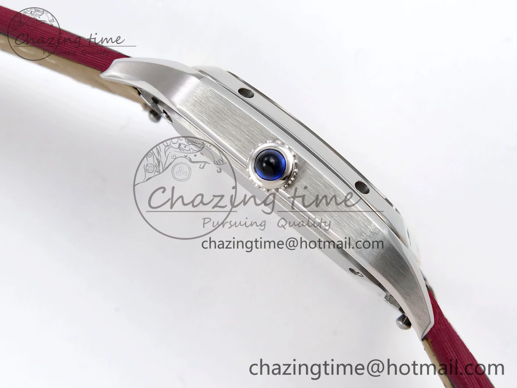 Santos Dumont 27.5mm SS AF 1:1 Best Edition Silver Dial on Red Fabric Strap A Resilient 5935