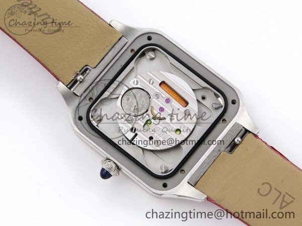 Santos Dumont 27.5mm SS AF 1:1 Best Edition Silver Dial on Red Fabric Strap A Resilient 5935