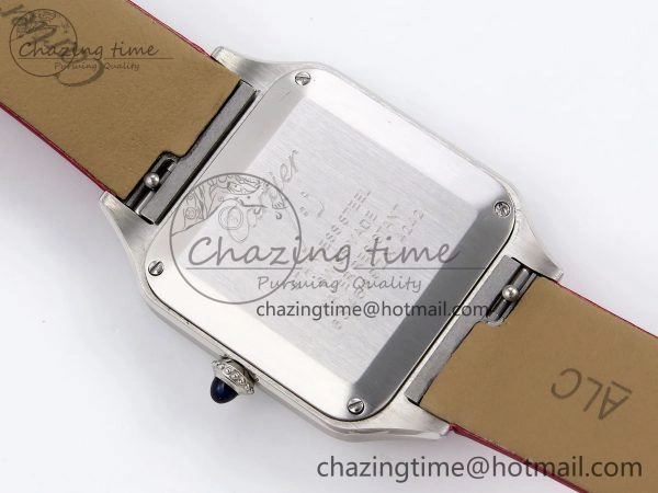 Santos Dumont 27.5mm SS AF 1:1 Best Edition Silver Dial on Red Fabric Strap A Resilient 5935