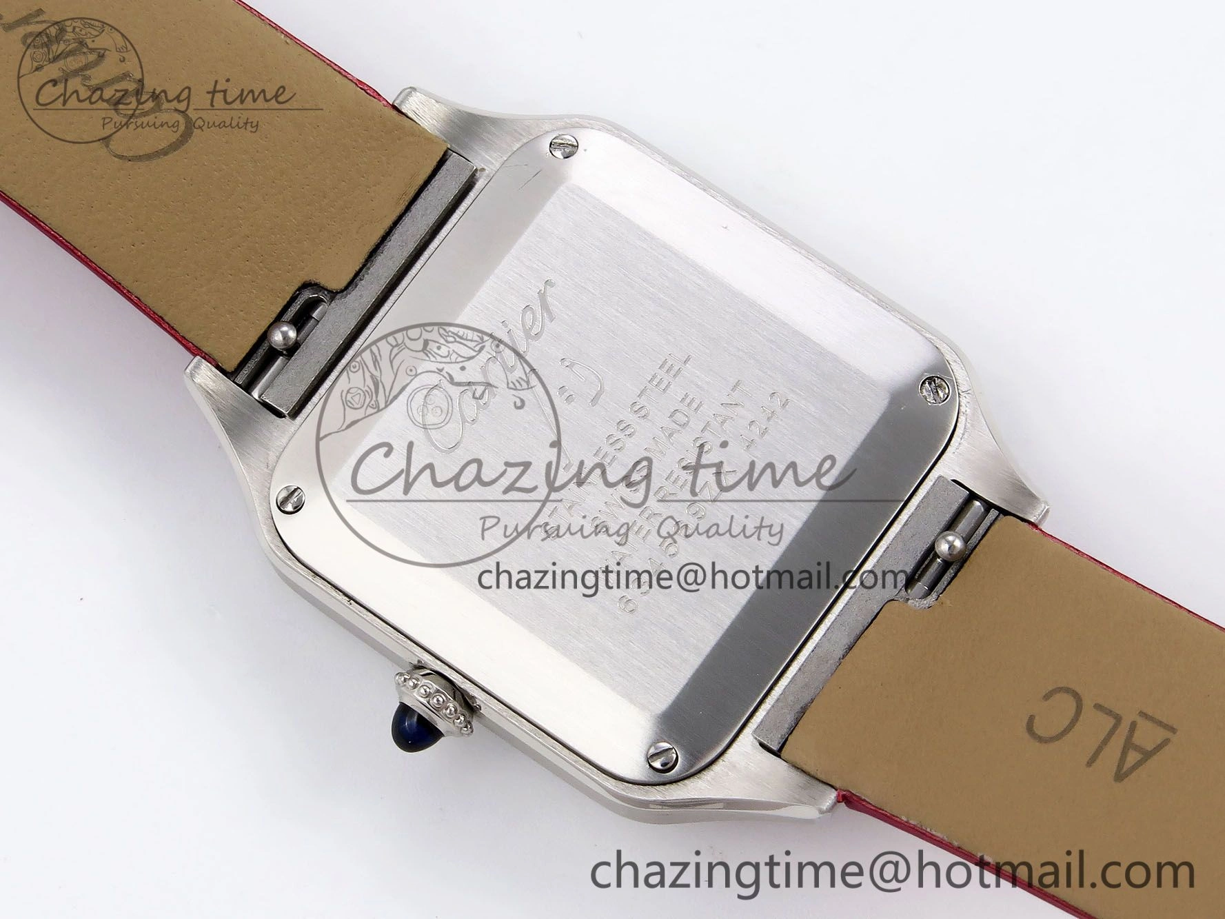 Santos Dumont 27.5mm SS AF 1:1 Best Edition Silver Dial on Red Fabric Strap A Resilient 5935