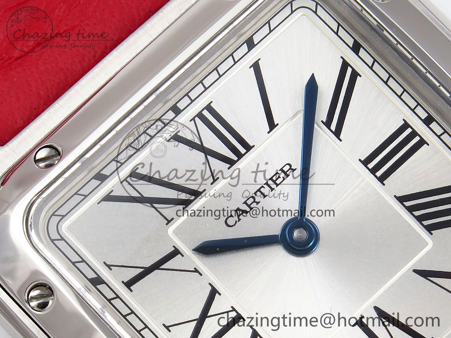 Santos Dumont 27.5mm SS AF 1:1 Best Edition Silver Dial on Red Leather Strap A HighPerformance 5936