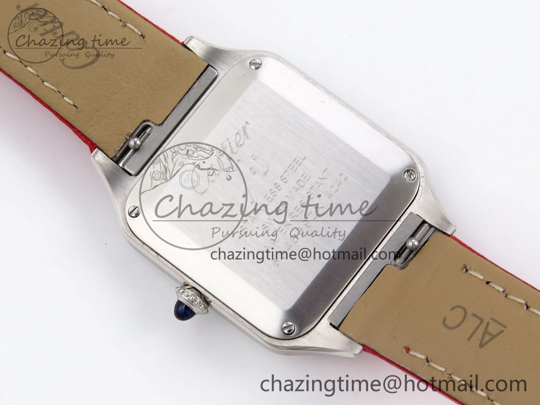 Santos Dumont 27.5mm SS AF 1:1 Best Edition Silver Dial on Red Leather Strap A HighPerformance 5936