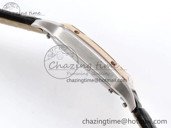 Durable Santos Dumont 27.5mm SS RG AF 1:1 Best Edition Silver Dial on Black Croco Strap A 5942