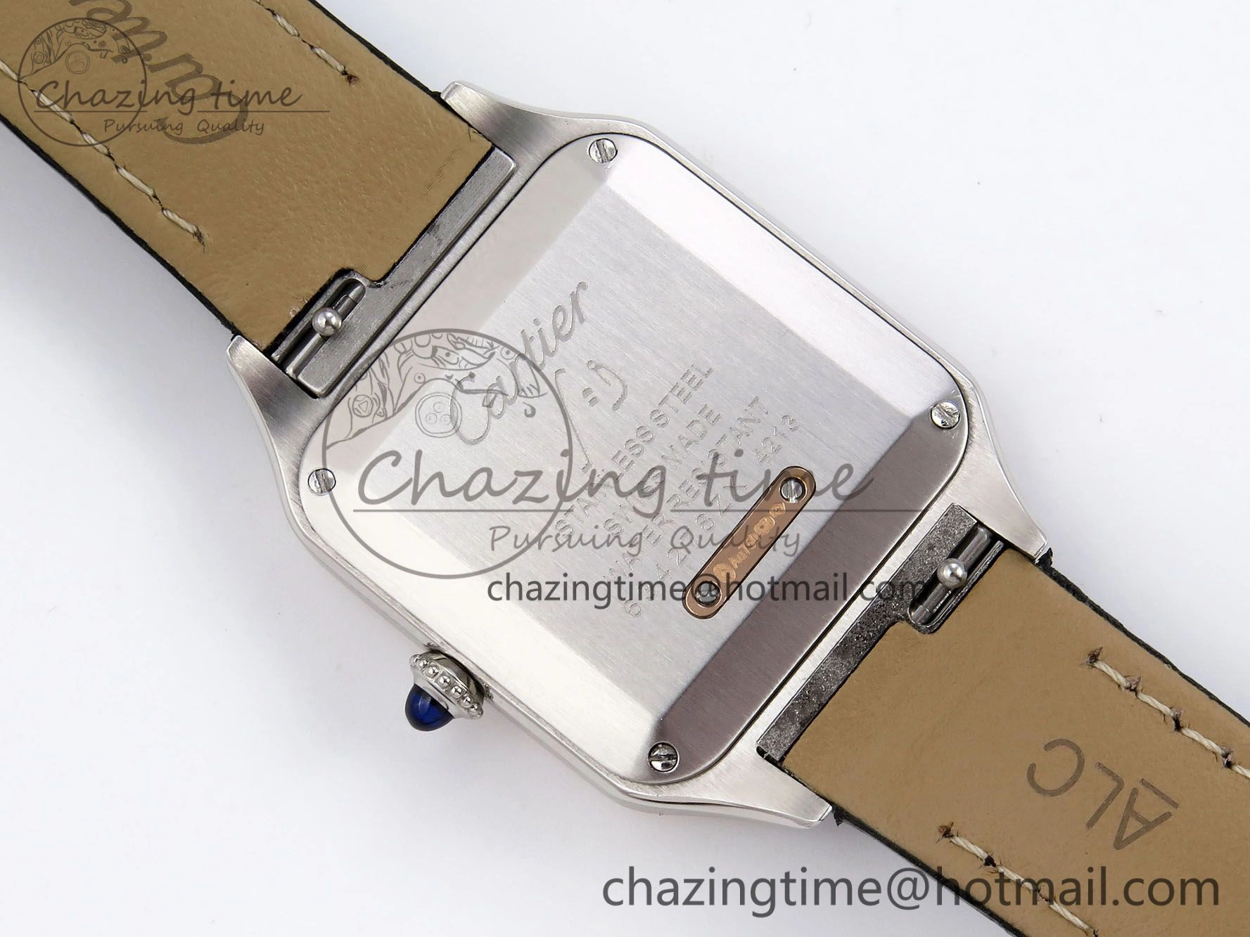 Durable Santos Dumont 27.5mm SS RG AF 1:1 Best Edition Silver Dial on Black Croco Strap A 5942