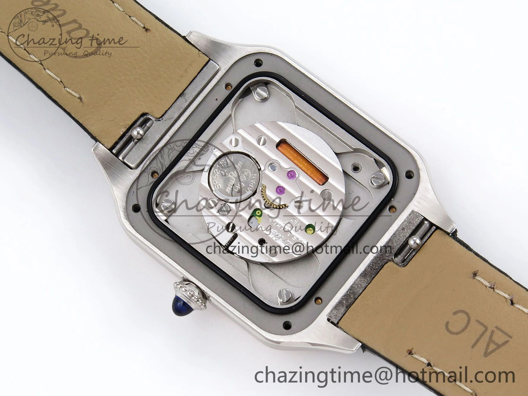 Durable Santos Dumont 27.5mm SS RG AF 1:1 Best Edition Silver Dial on Black Croco Strap A 5942