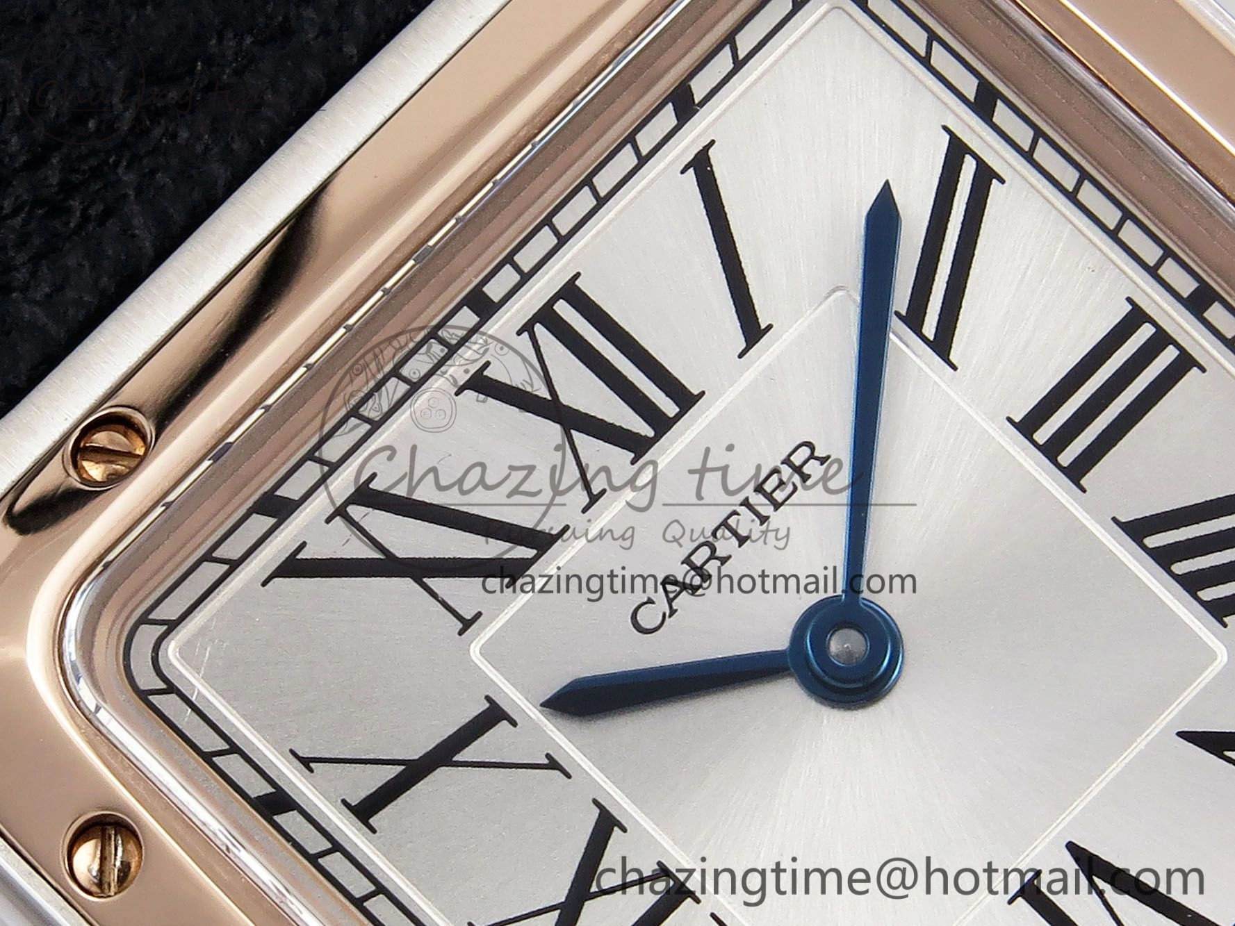 Santos Dumont 27.5mm SS RG AF 1:1 Best Edition Silver Dial on Black Leather Strap A Premium 5941