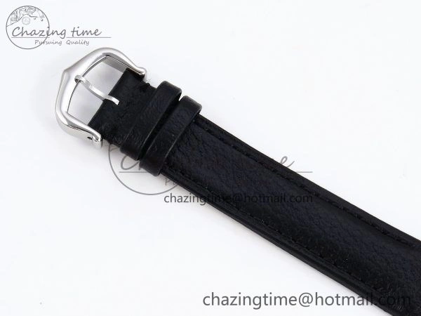 Santos Dumont 27.5mm SS RG AF 1:1 Best Edition Silver Dial on Black Leather Strap A Premium 5941