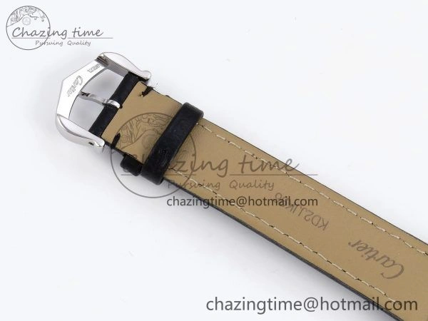 Santos Dumont 27.5mm SS RG AF 1:1 Best Edition Silver Dial on Black Leather Strap A Premium 5941