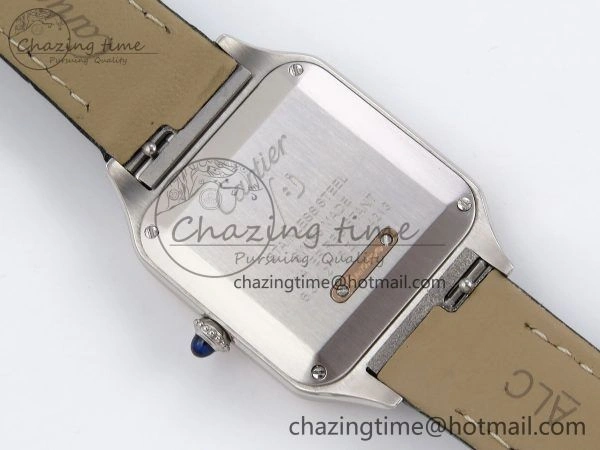 Santos Dumont 27.5mm SS RG AF 1:1 Best Edition Silver Dial on Black Leather Strap A Premium 5941