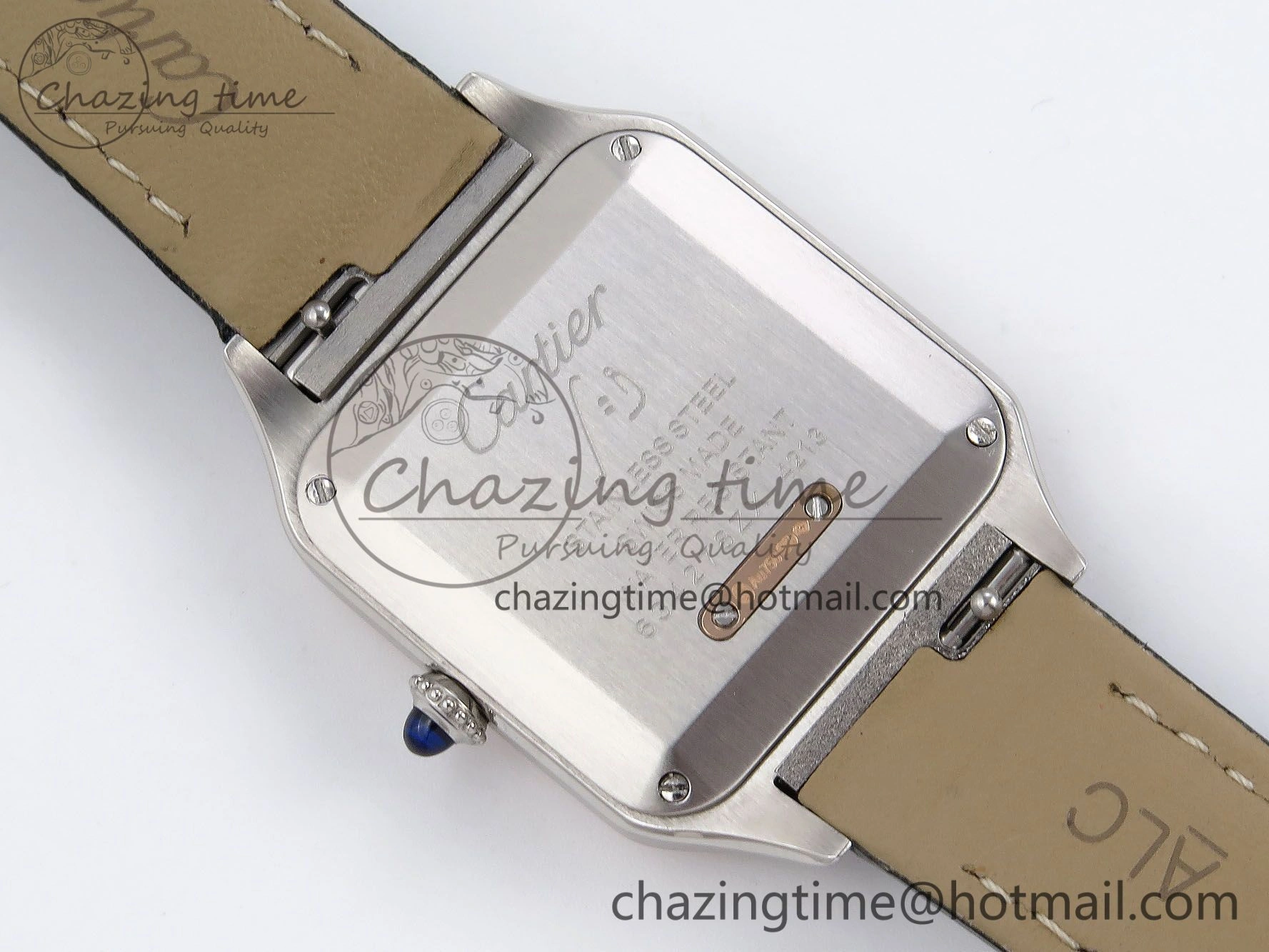 Santos Dumont 27.5mm SS RG AF 1:1 Best Edition Silver Dial on Black Leather Strap A Premium 5941