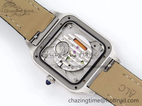 Santos Dumont 27.5mm SS RG AF 1:1 Best Edition Silver Dial on Black Leather Strap A Premium 5941