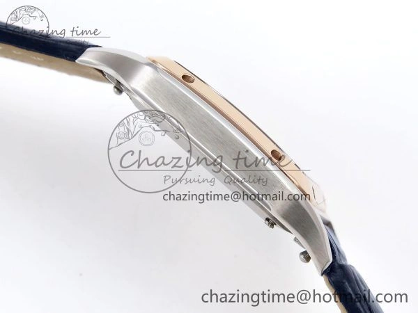 FreshLook Santos Dumont 27.5mm SS RG AF 1:1 Best Edition Silver Dial on Blue Croco Strap A 5940
