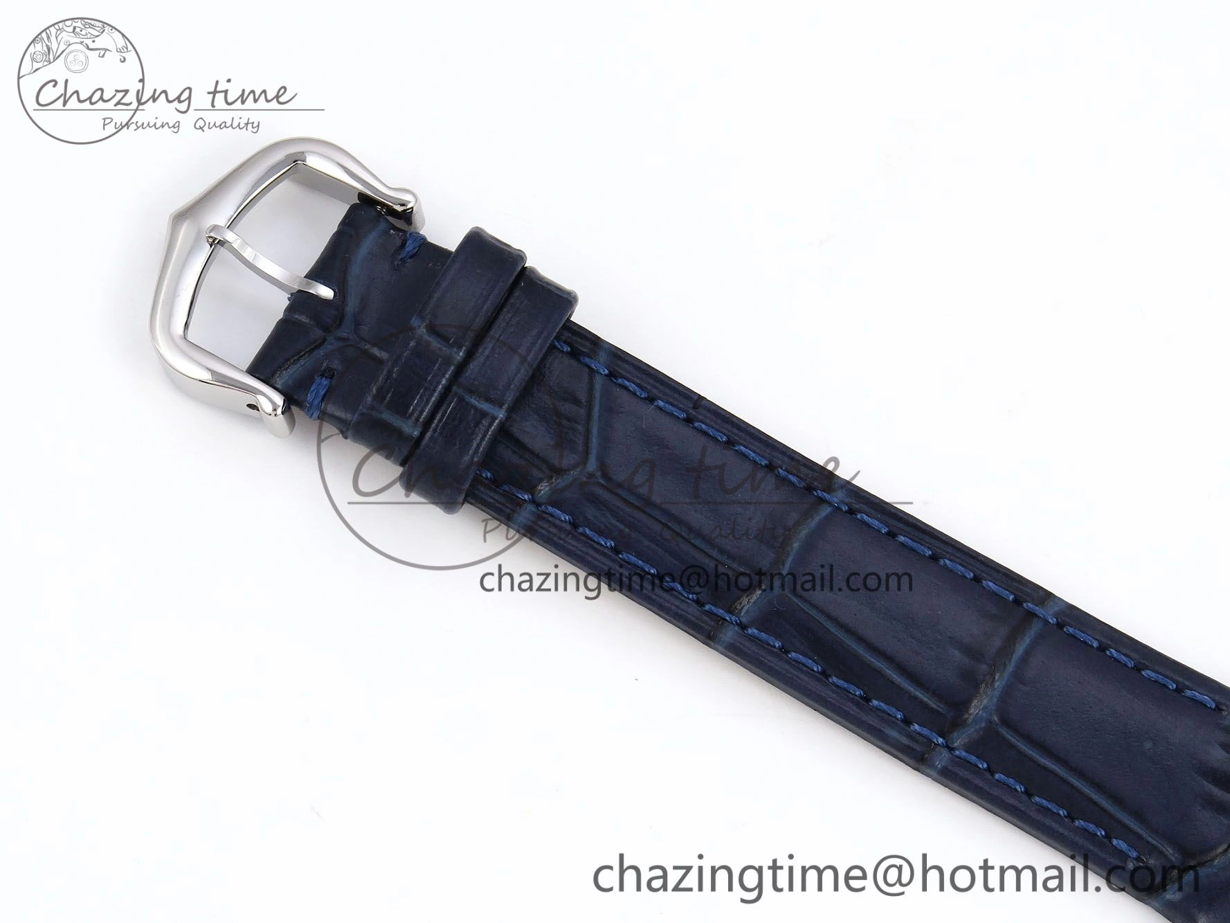 FreshLook Santos Dumont 27.5mm SS RG AF 1:1 Best Edition Silver Dial on Blue Croco Strap A 5940