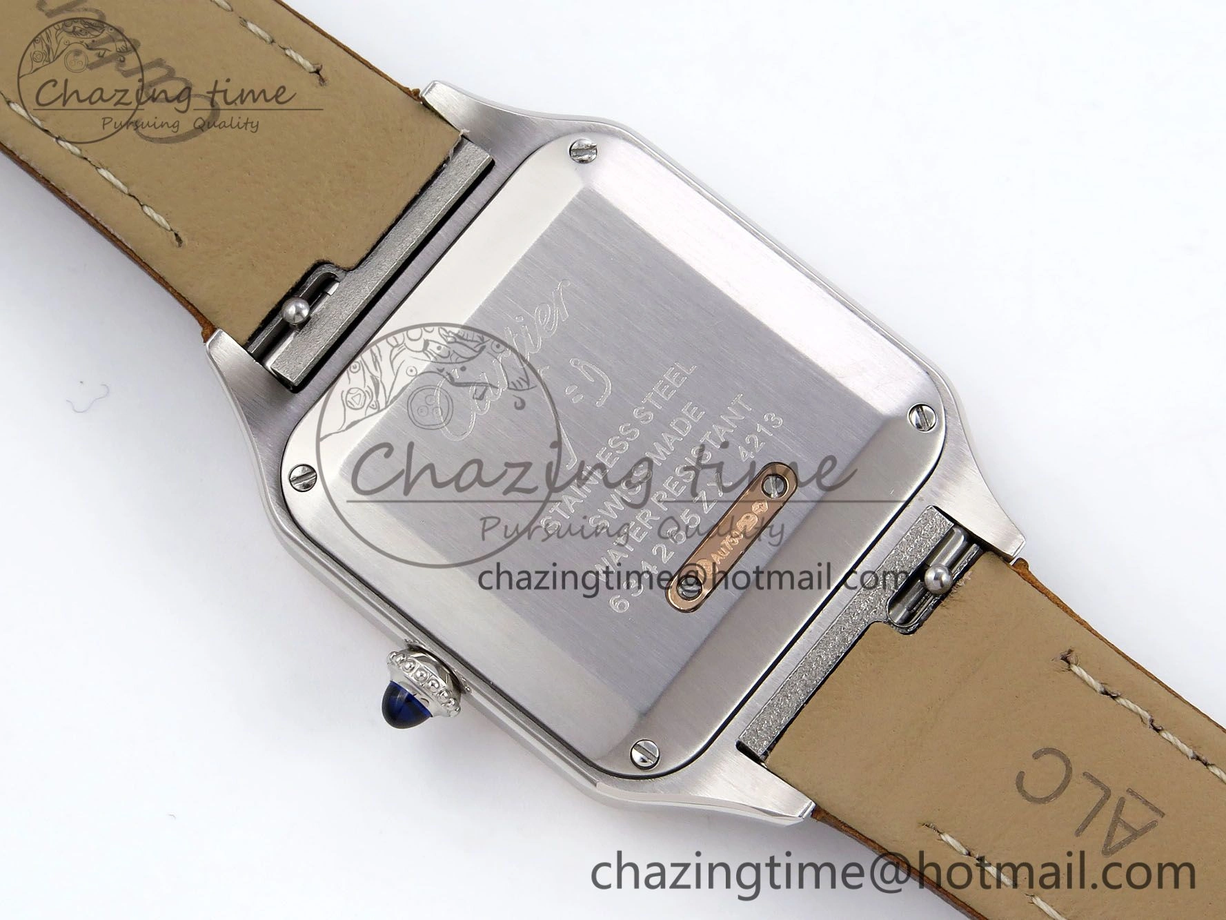 Santos Dumont 27.5mm SS RG AF 1:1 Best Edition Silver Dial on Brown Leather Strap A Versatile 5943
