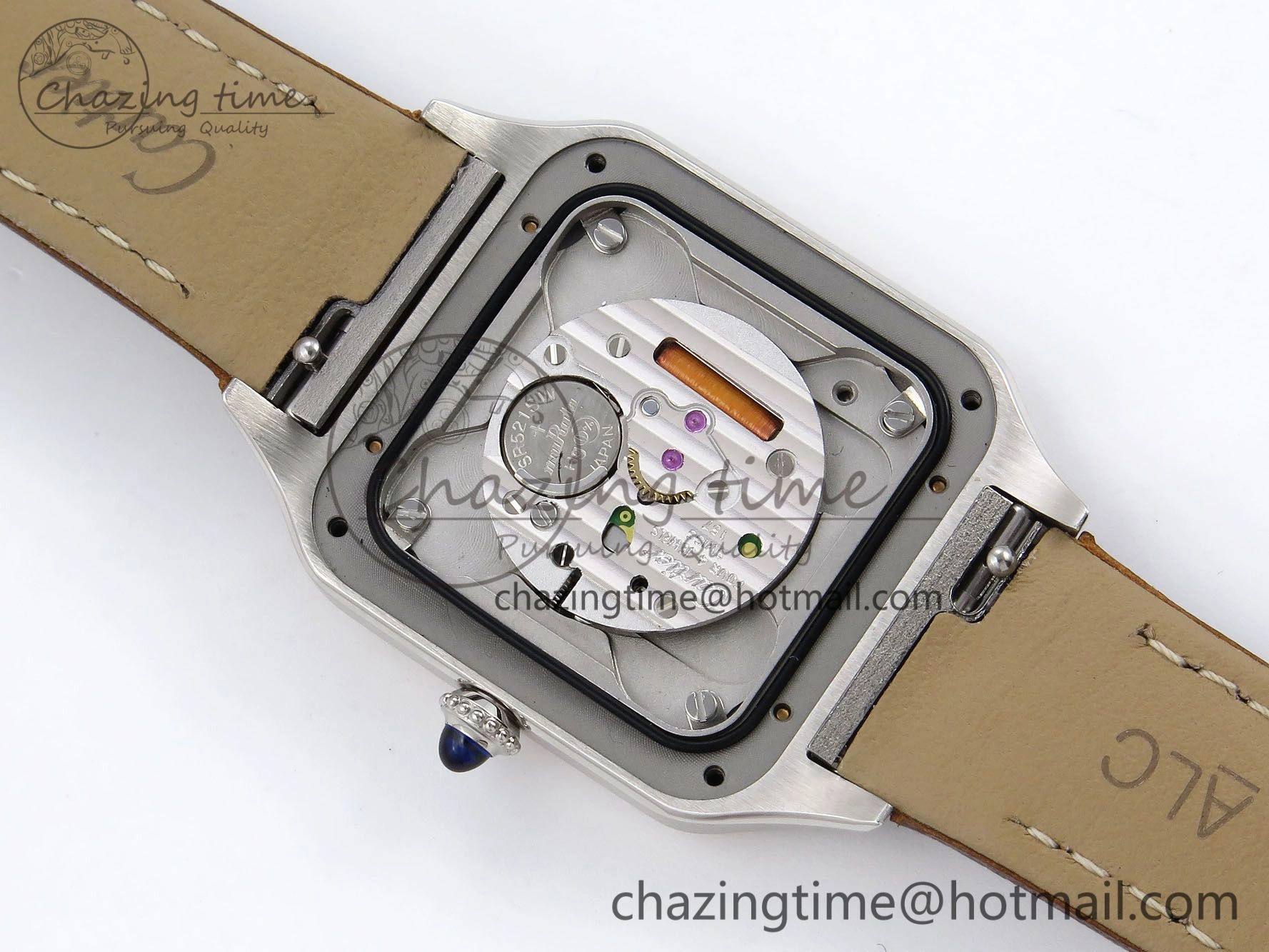 Santos Dumont 27.5mm SS RG AF 1:1 Best Edition Silver Dial on Brown Leather Strap A Versatile 5943