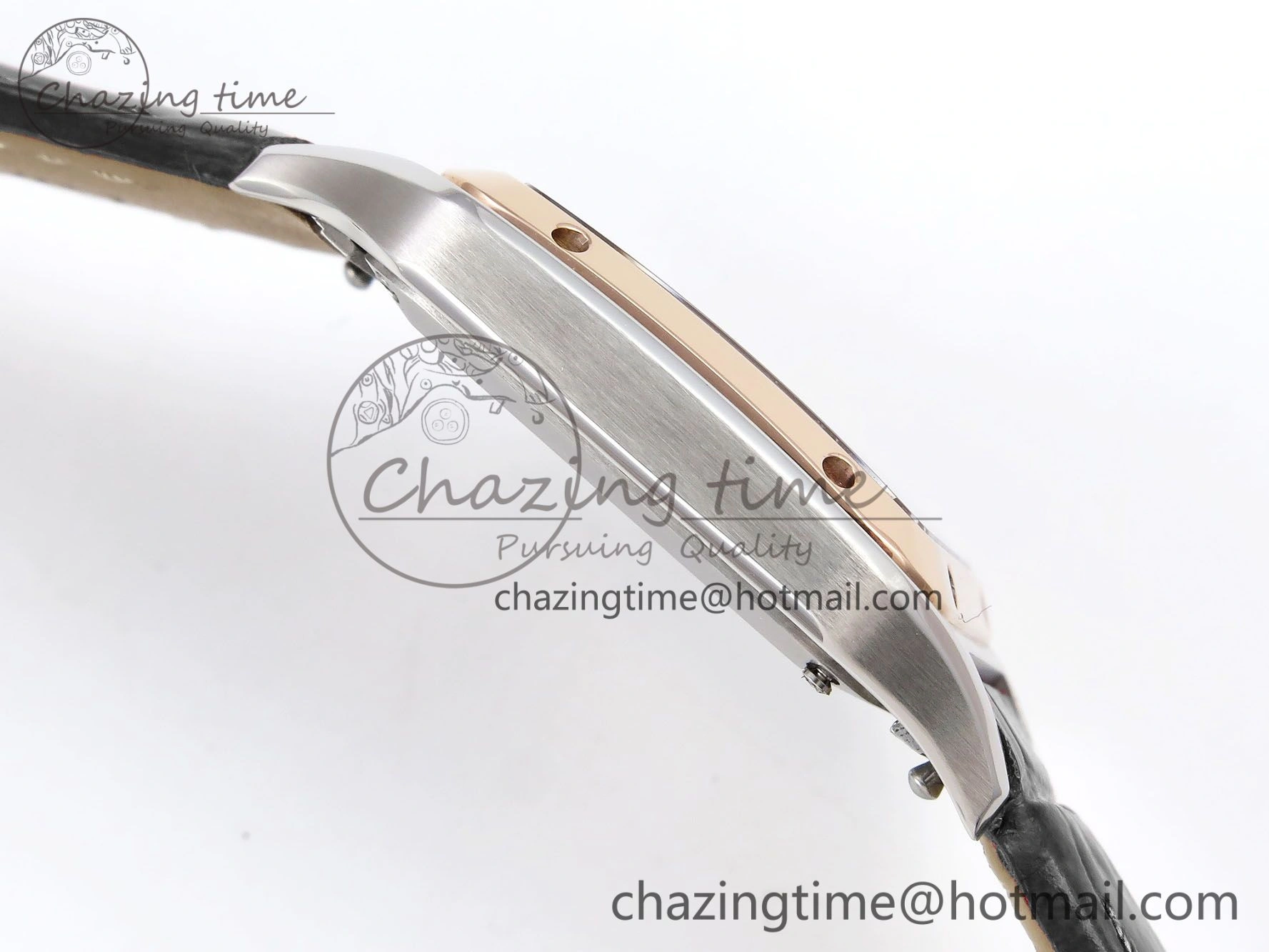 Packable Santos Dumont 27.5mm SS RG AF 1:1 Best Edition Silver Dial on Gray Croco Strap A 5939