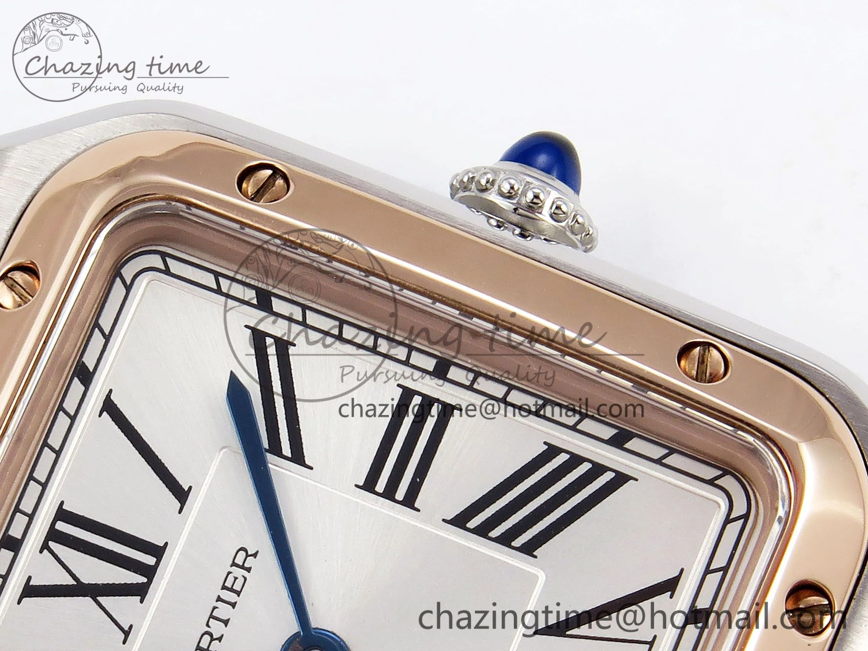 Packable Santos Dumont 27.5mm SS RG AF 1:1 Best Edition Silver Dial on Gray Croco Strap A 5939