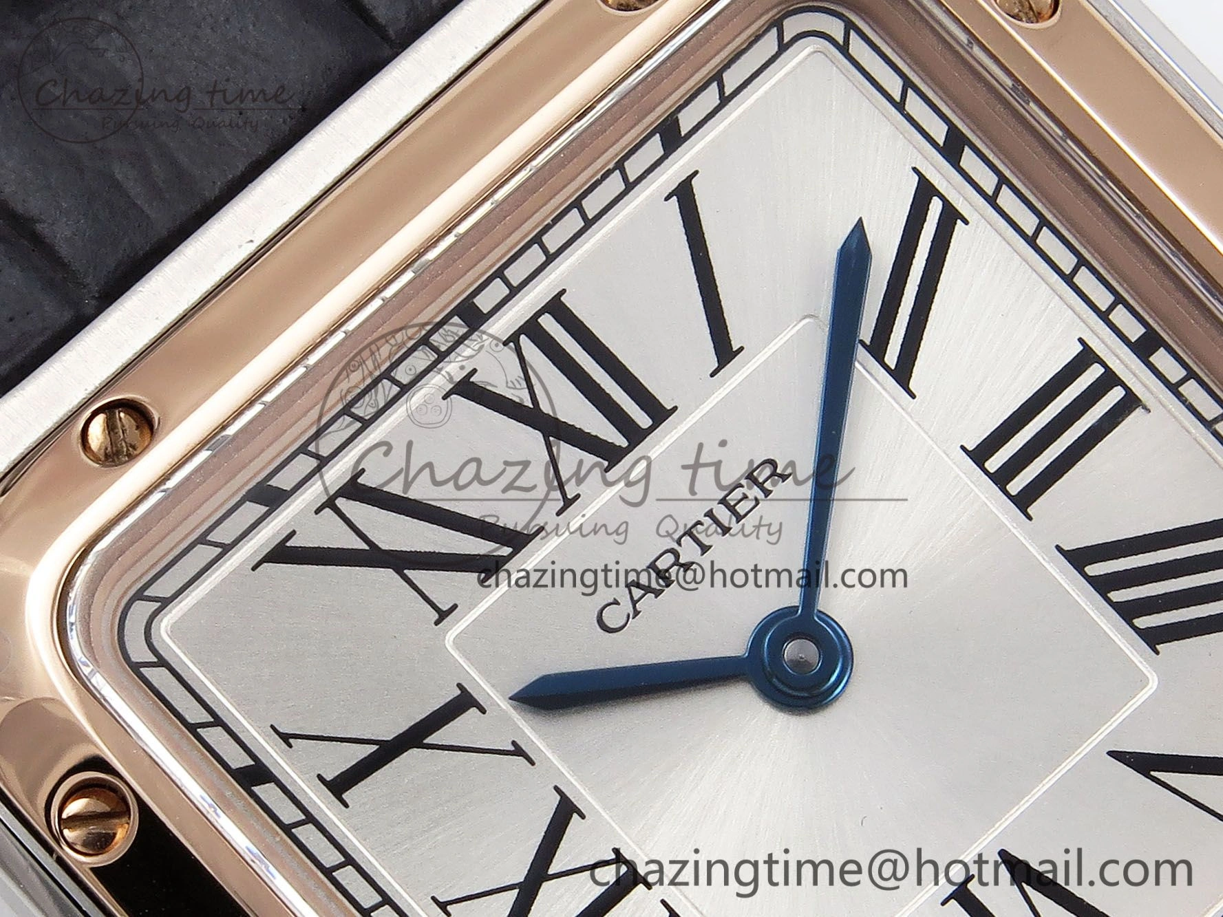 Packable Santos Dumont 27.5mm SS RG AF 1:1 Best Edition Silver Dial on Gray Croco Strap A 5939