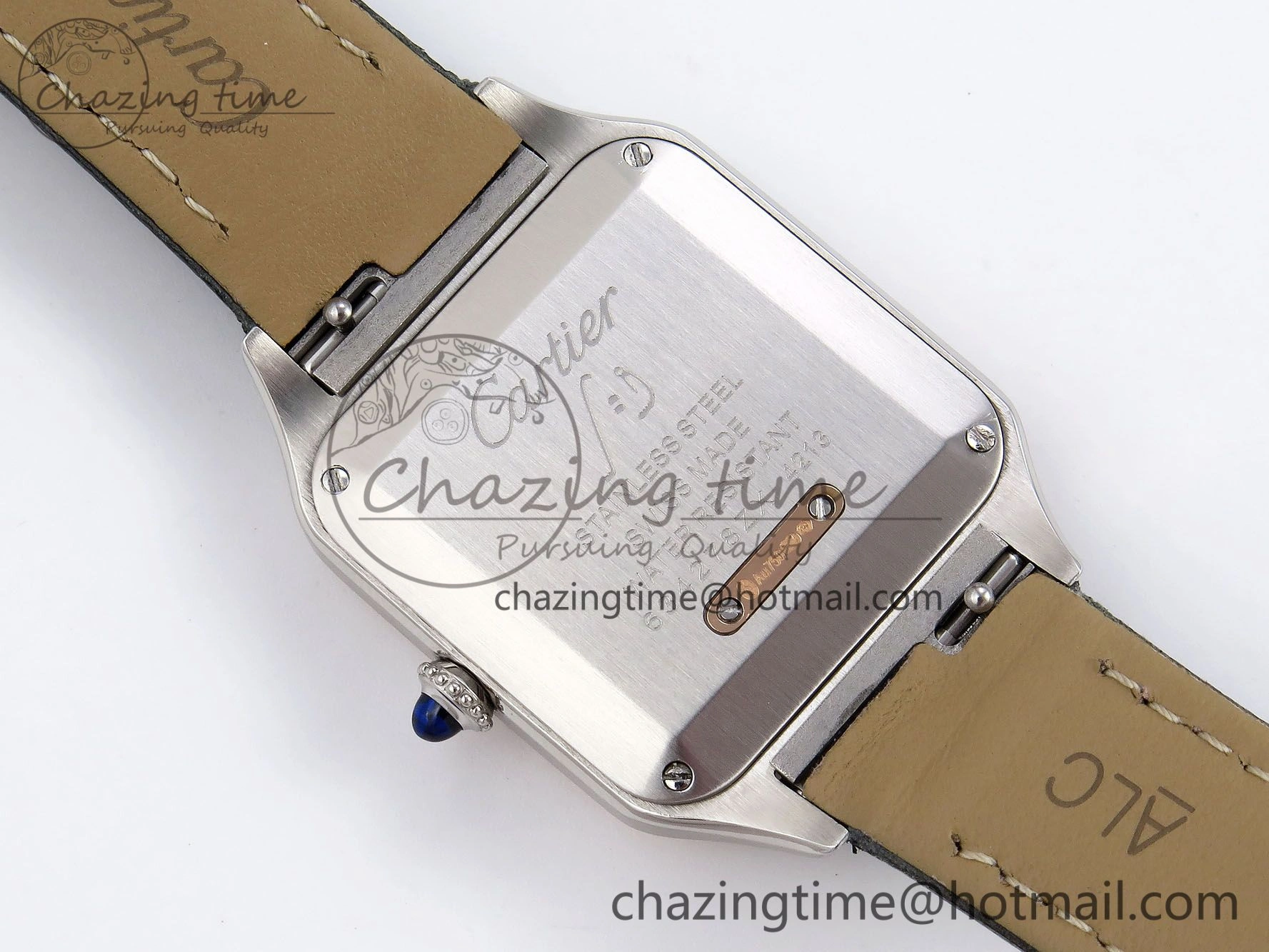 Packable Santos Dumont 27.5mm SS RG AF 1:1 Best Edition Silver Dial on Gray Croco Strap A 5939