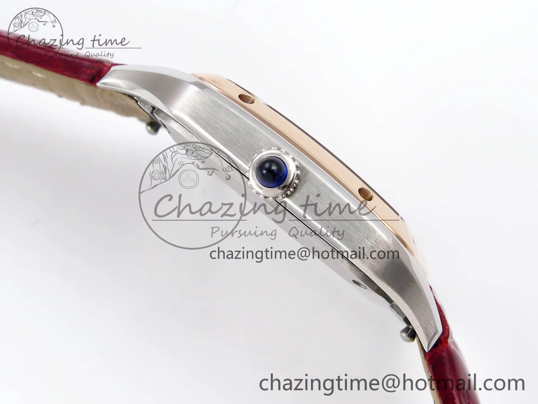 Santos Dumont 27.5mm SS RG AF 1:1 Best Edition Silver Dial on Red Croco Strap A Breathable 5945